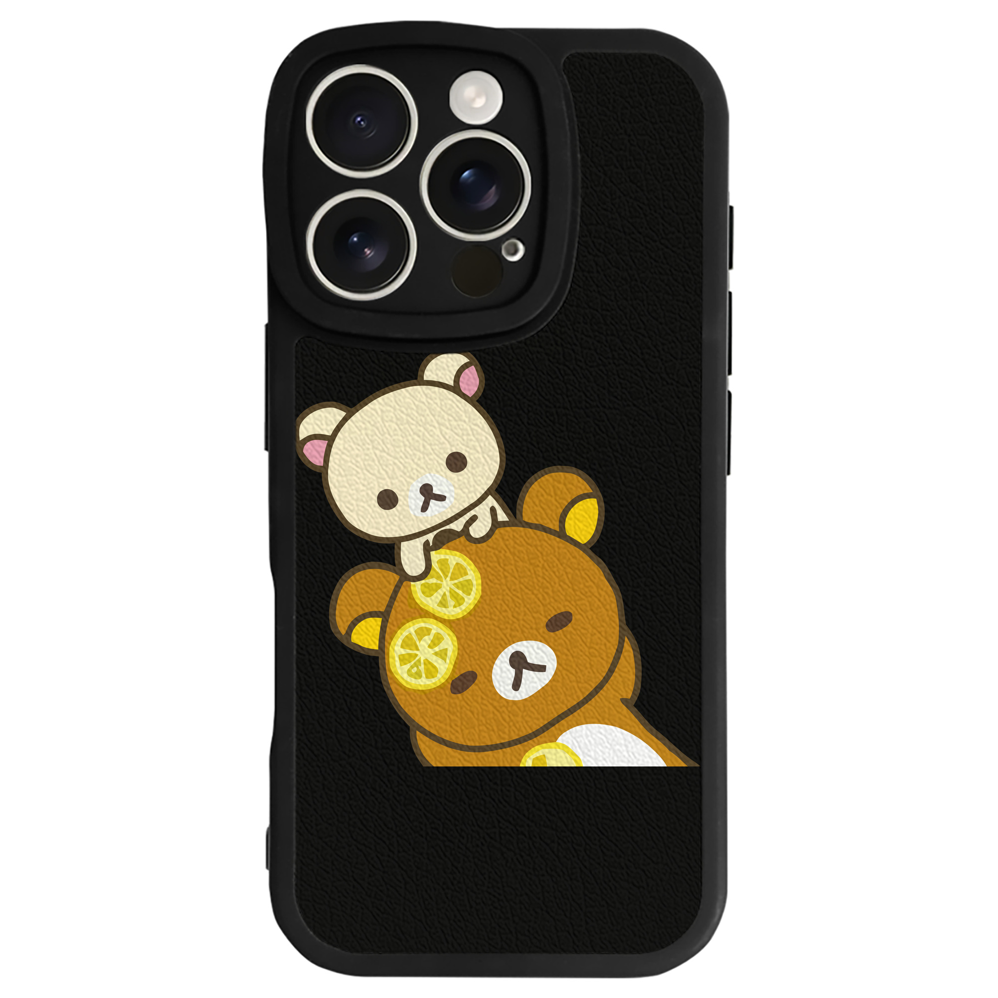 （画像用） リラックマ リラックマ キイロイトリ Rilakkuma Korilakkuma Kiiroitori 【iPhone 16シリーズ対応】シリコンスマホケース（レザー調） 材質：シリコン